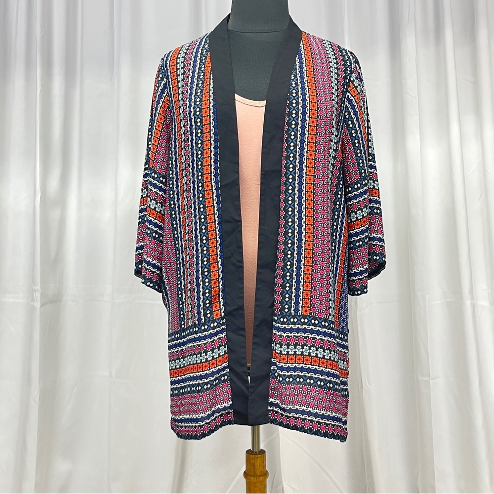 XL Print Open Front Kimono